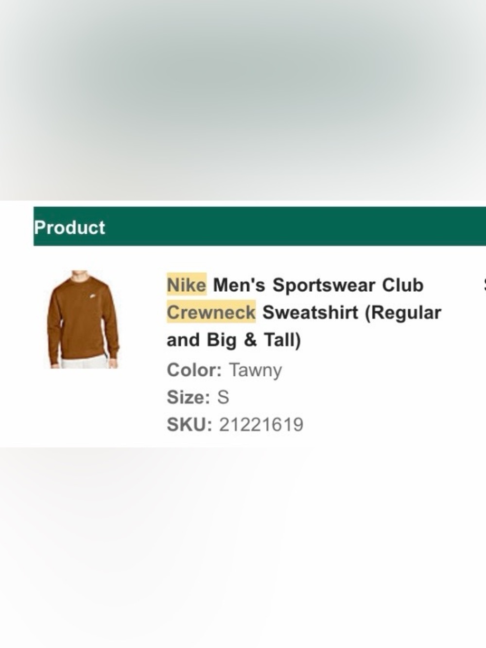 Nike Men's Crewneck Sweatshirt - Tawny Brown